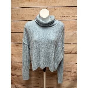 American Eagle Sweater Womens Size Small Cropped Blue Turtleneck Pullover